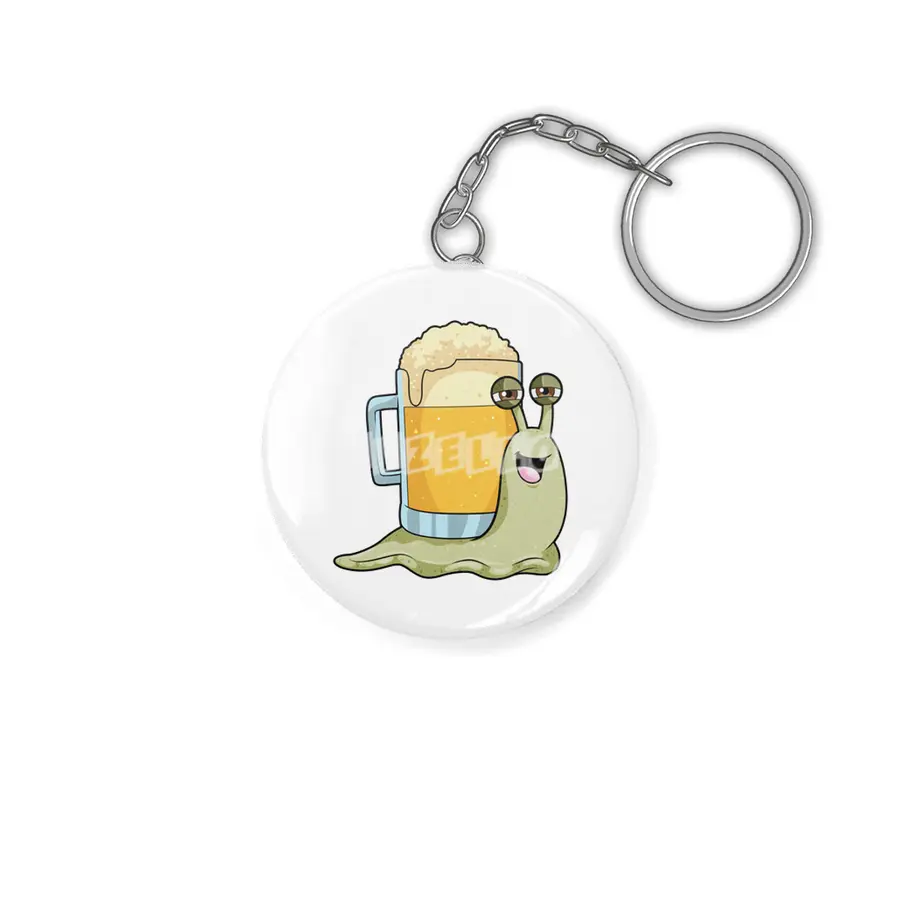 Snail with Glass of Beer Anahtarlık