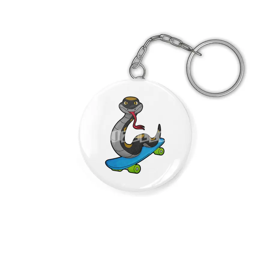 Snake as Skater with Skateboard Anahtarlık