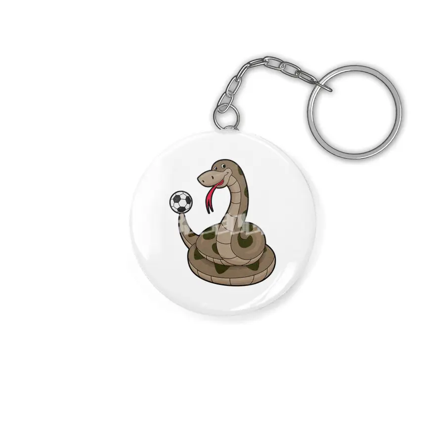 Snake as Soccer player with Soccer ball Anahtarlık