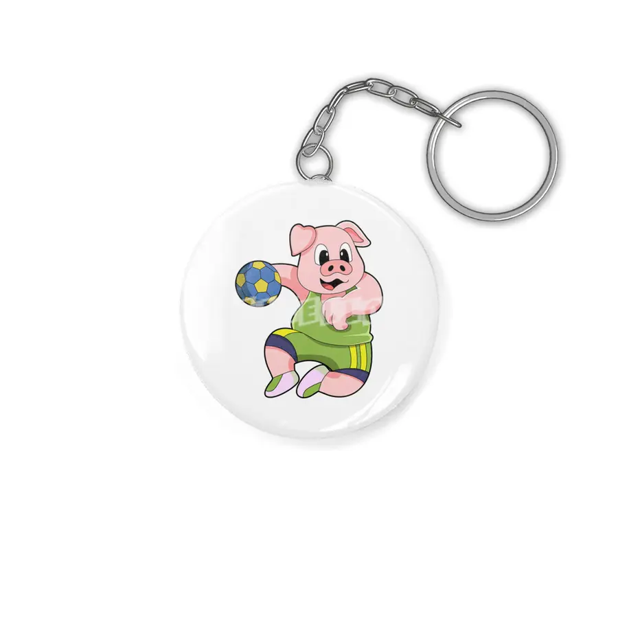 Pig as Handball player with Handball Anahtarlık