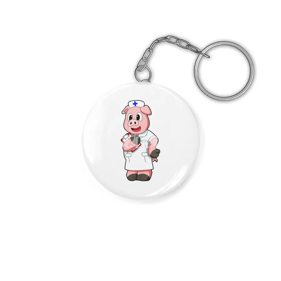 Pig as Nurse with Smock Anahtarlık