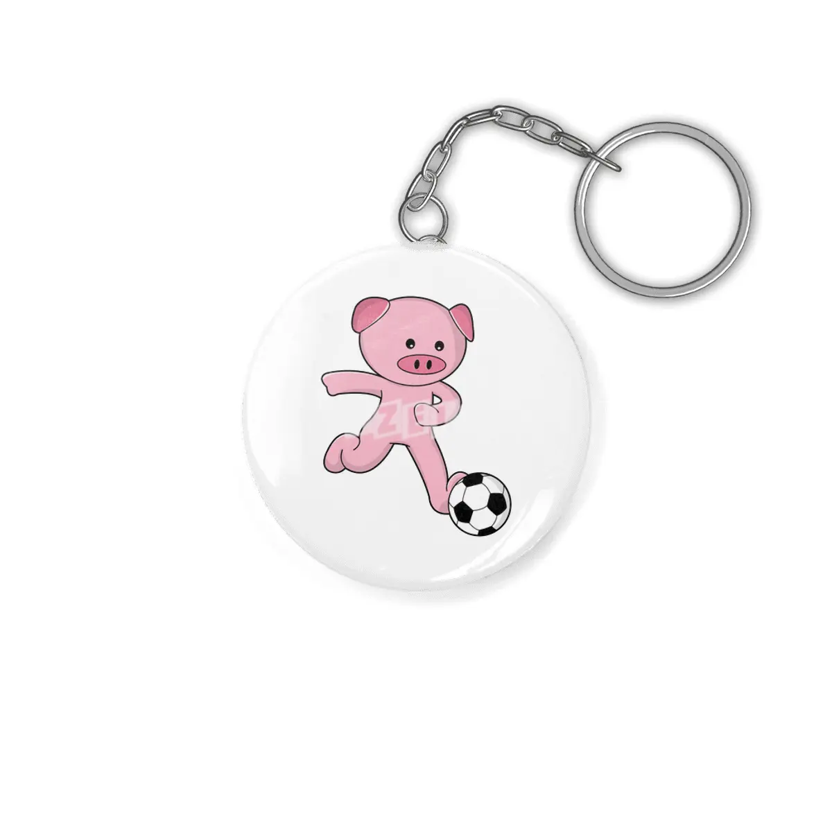 Pig as Soccer player with Soccer ball Anahtarlık