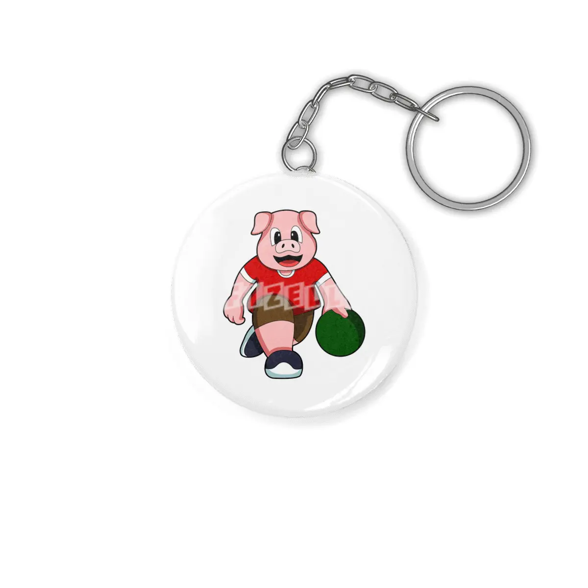 Pig at Bowling with Bowling ball Anahtarlık