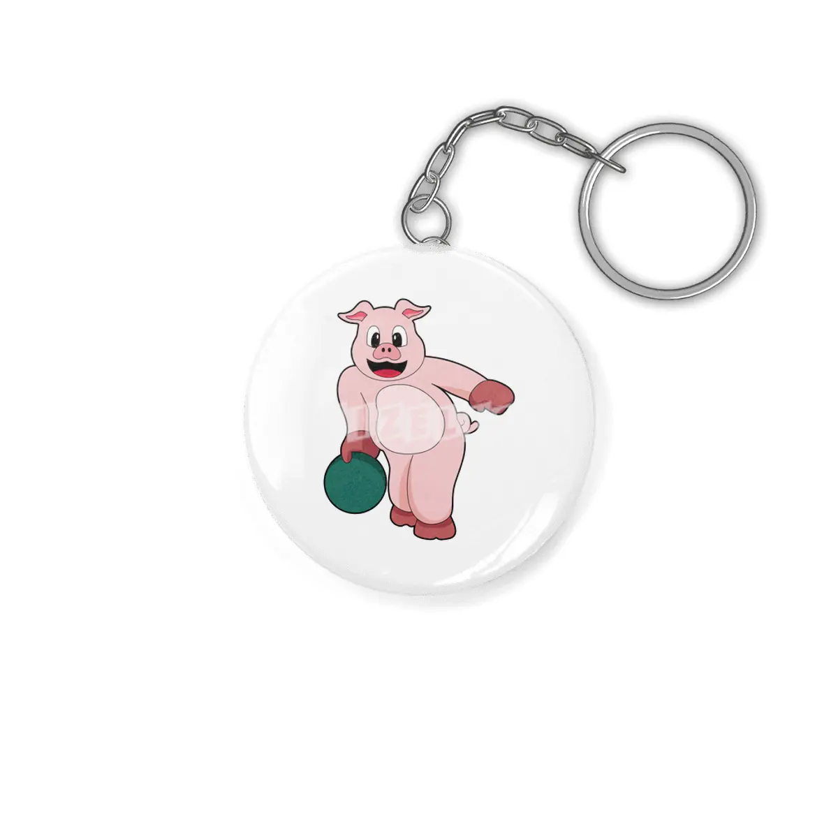 Pig at Bowling with Bowling ball Anahtarlık