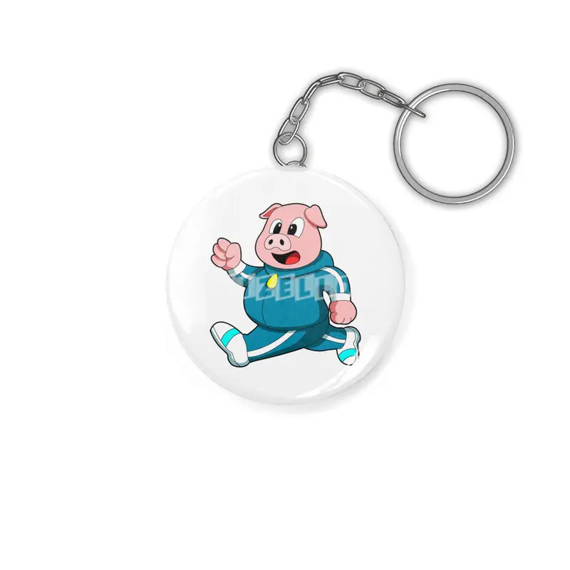 Pig at Fitness - Jogging with Jogging suit Anahtarlık