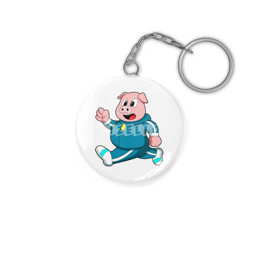 Pig at Fitness - Jogging with Jogging suit Anahtarlık