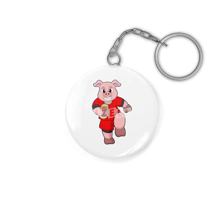 Pig at Football Sports Anahtarlık