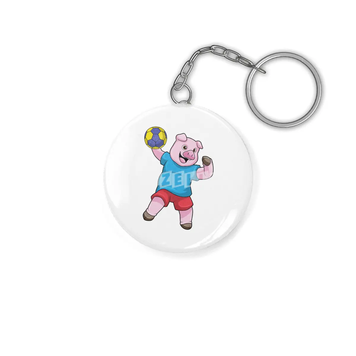 Pig at Handball Sports Anahtarlık