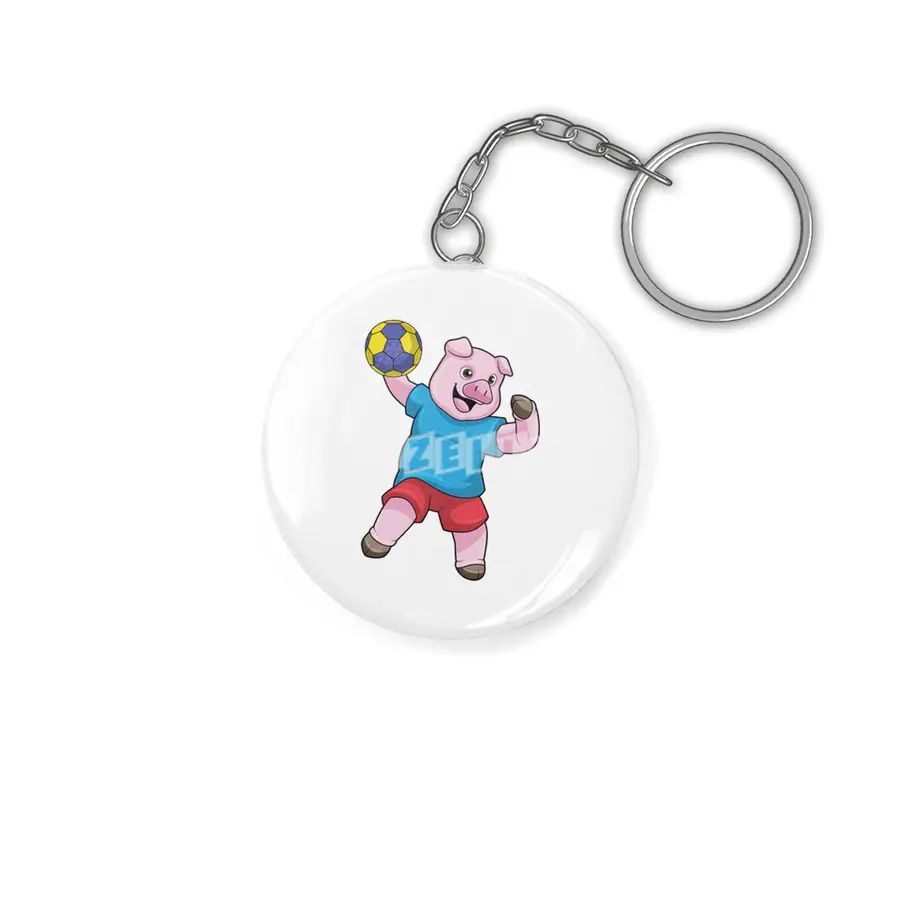 Pig at Handball Sports Anahtarlık