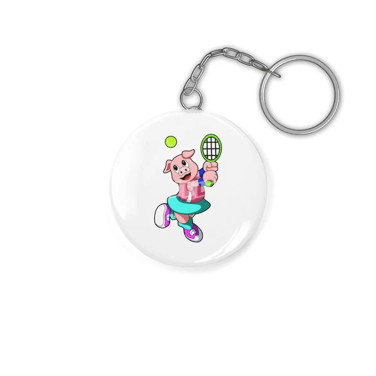 Pig at Tennis with Tennis racket & Skirt Anahtarlık