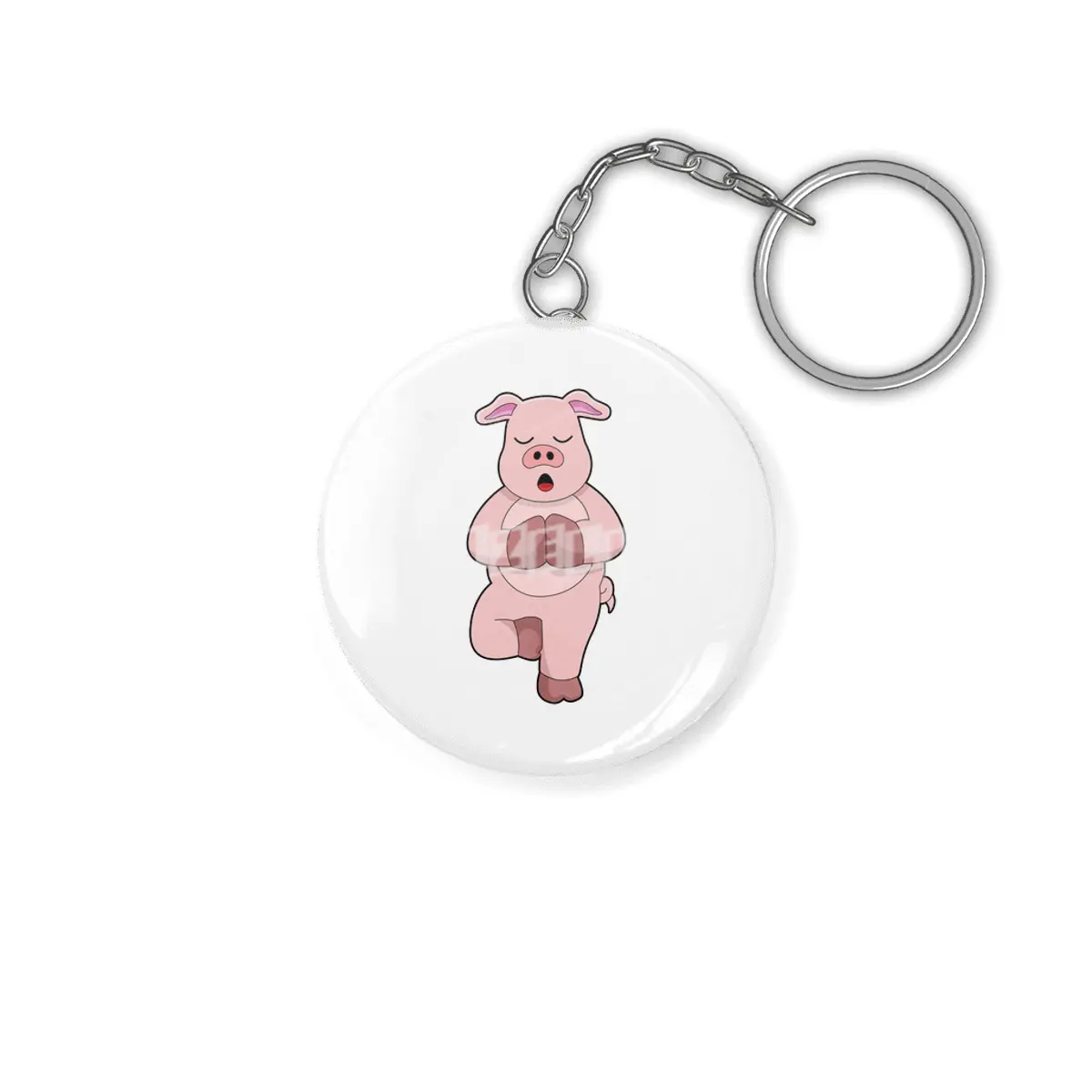 Pig at Yoga on a Leg Anahtarlık