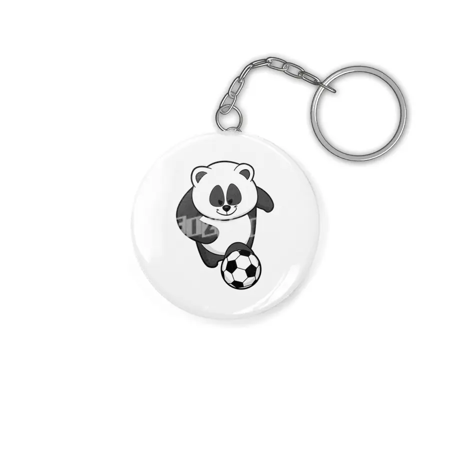 Panda as Soccer player at Soccer Anahtarlık