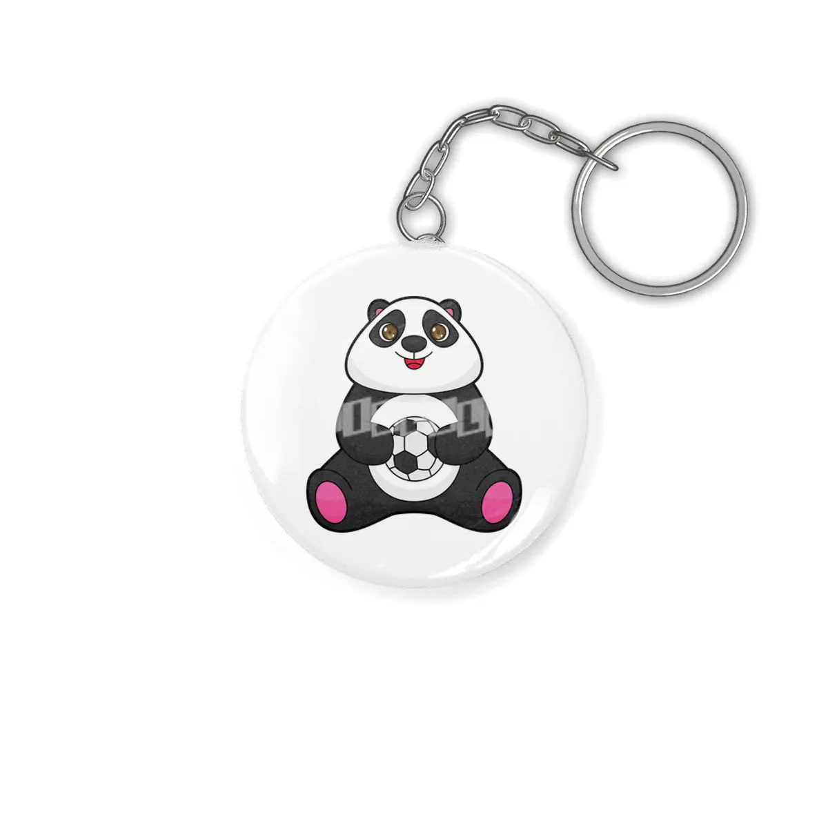 Panda as Soccer player with Soccer ball Anahtarlık