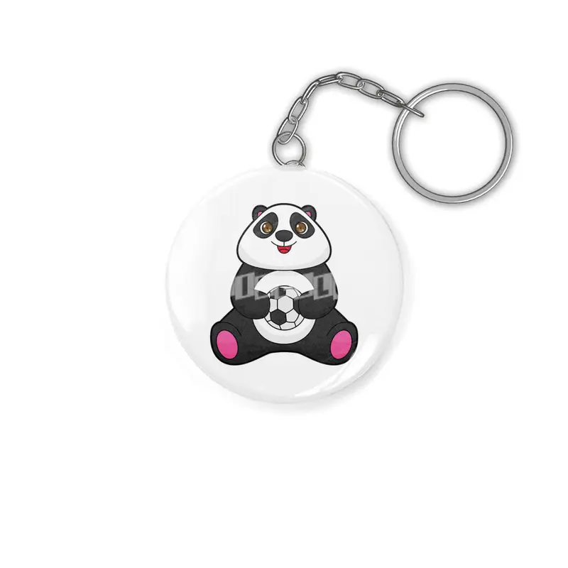 Panda as Soccer player with Soccer ball Anahtarlık