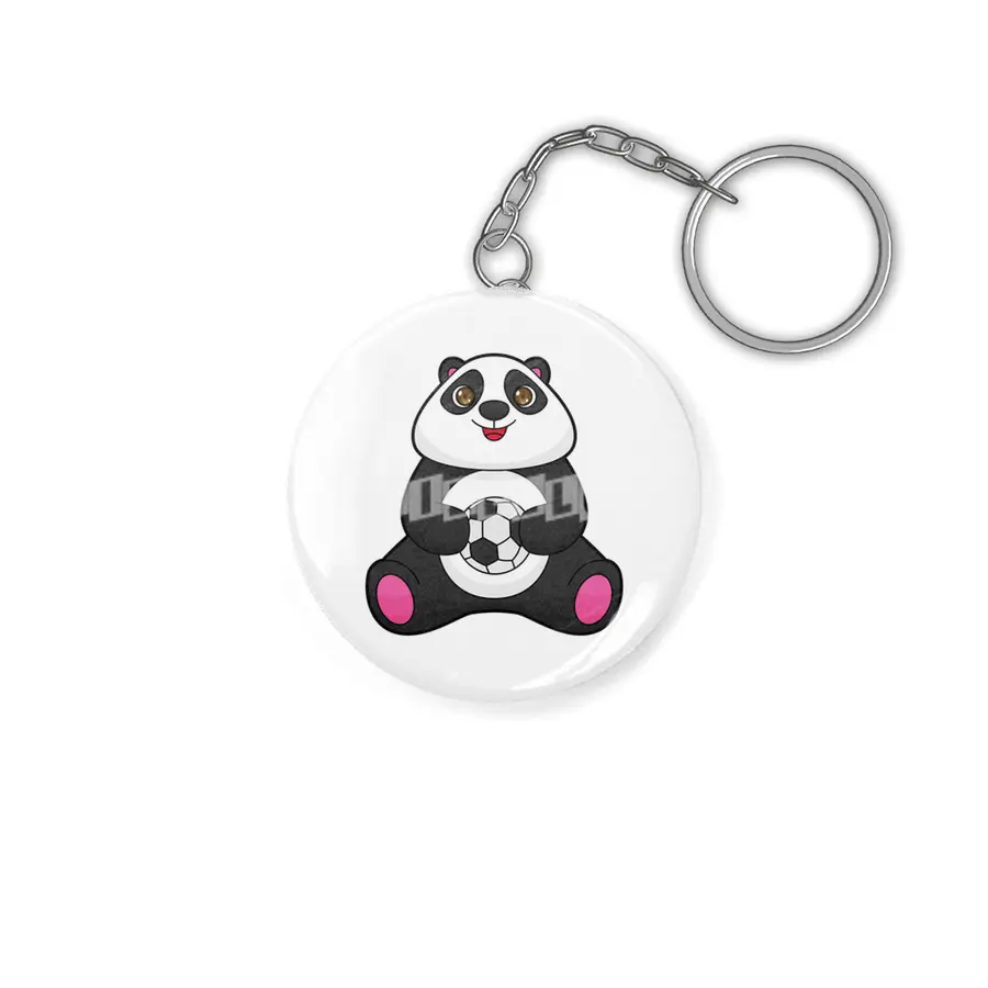 Panda as Soccer player with Soccer ball Anahtarlık