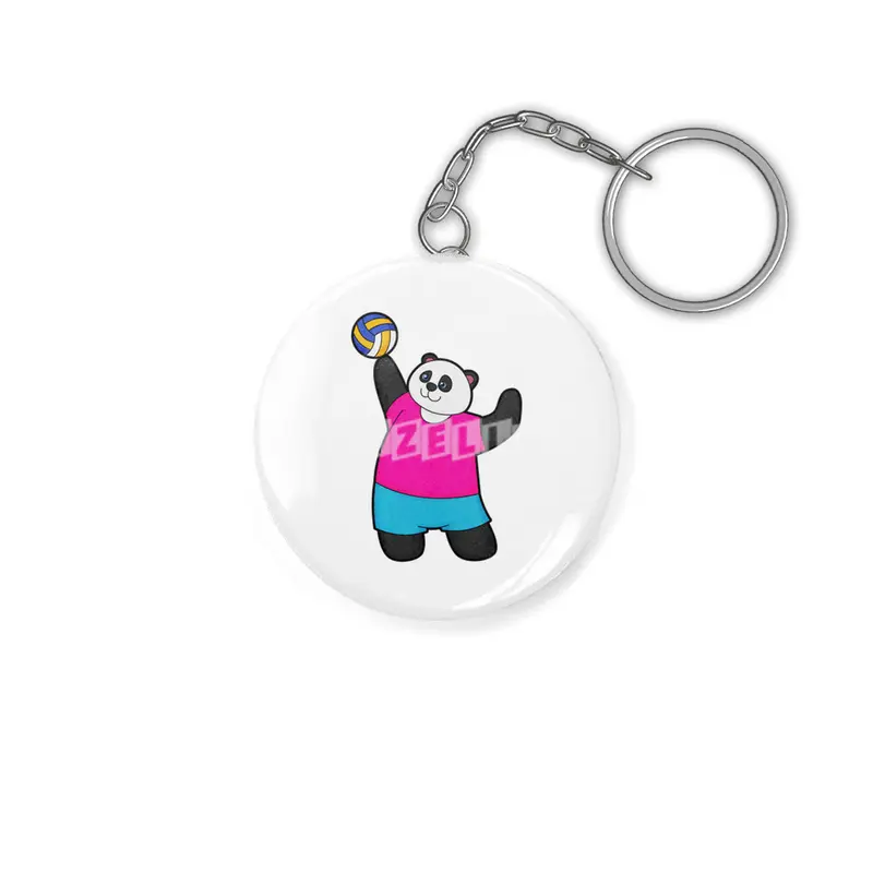 Panda as Volleyball player with Volleyball Anahtarlık