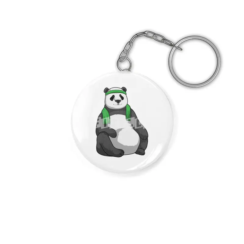 Panda at Fitness with Towel Anahtarlık