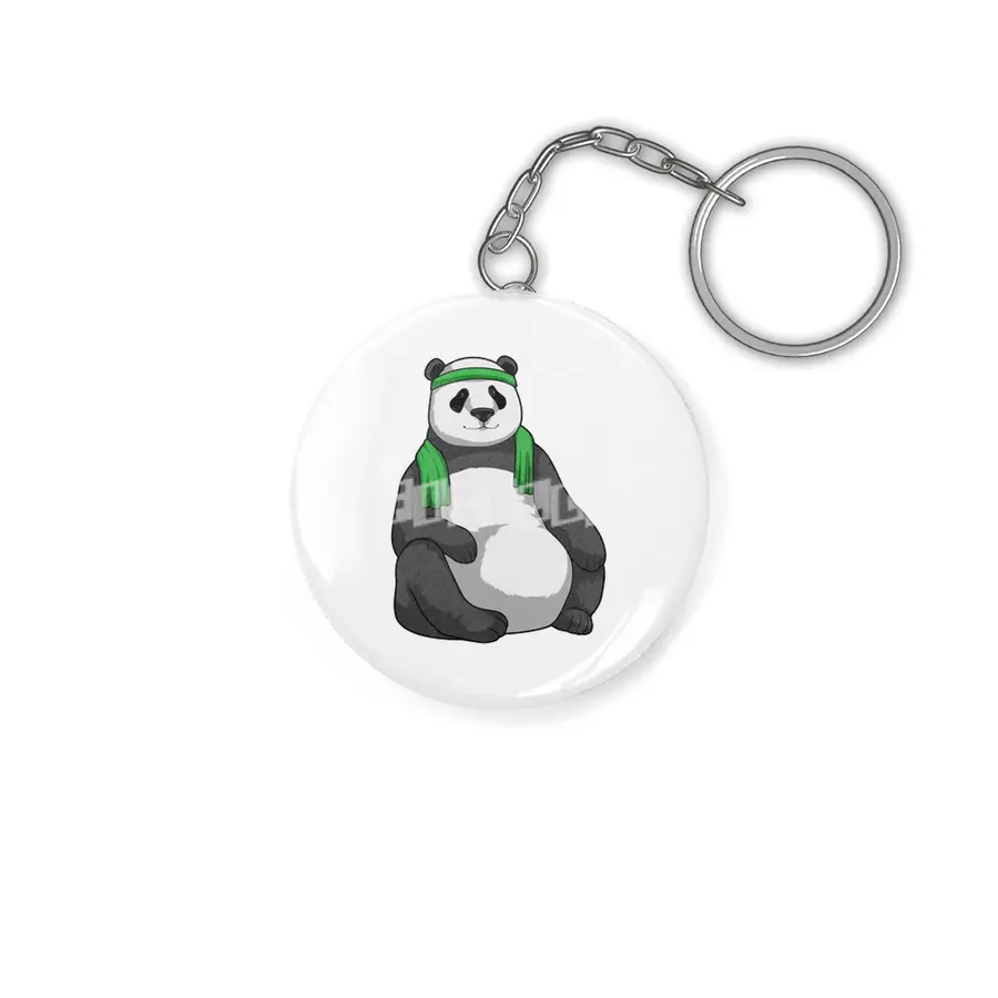 Panda at Fitness with Towel Anahtarlık