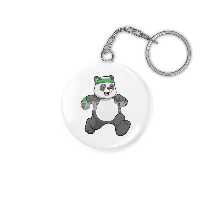 Panda at Jogging with Headband & Sweatband Anahtarlık