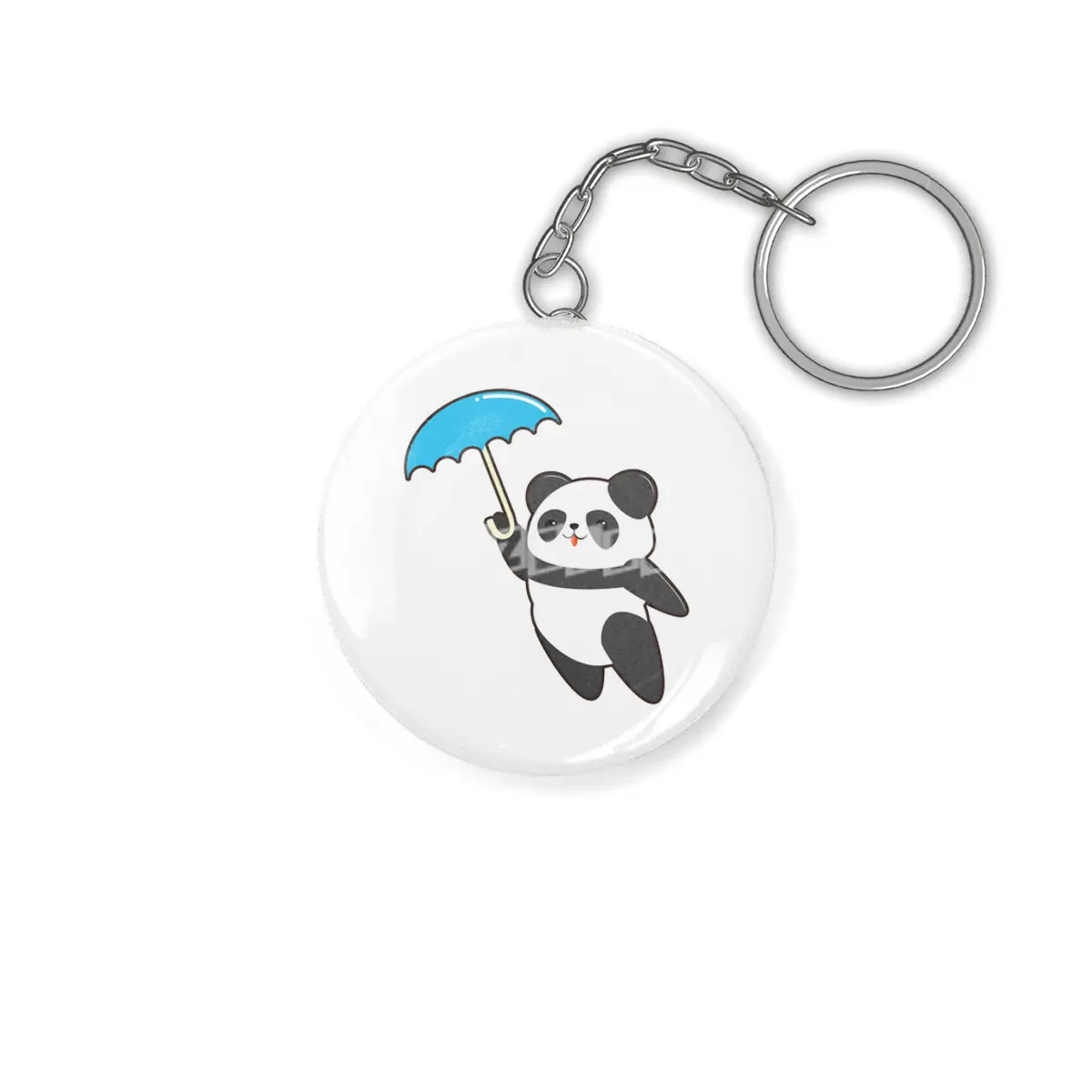 Panda at Rain with Umbrella Anahtarlık