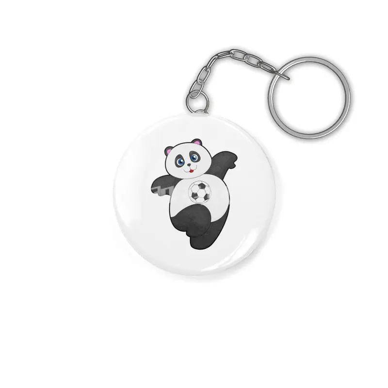 Panda at Soccer Sports Anahtarlık