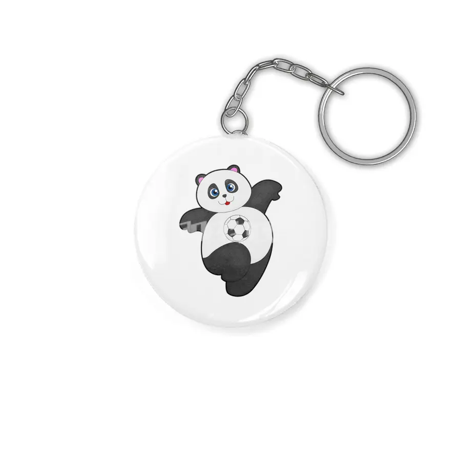 Panda at Soccer Sports Anahtarlık
