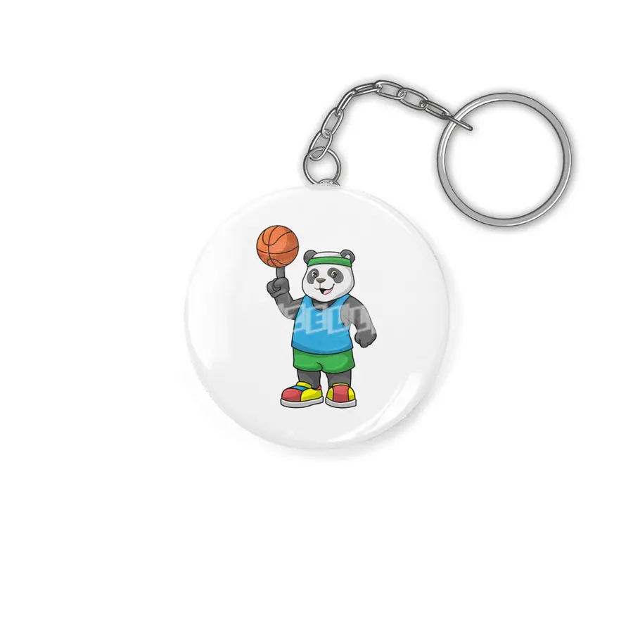 Panda at Sports with Basketball Anahtarlık