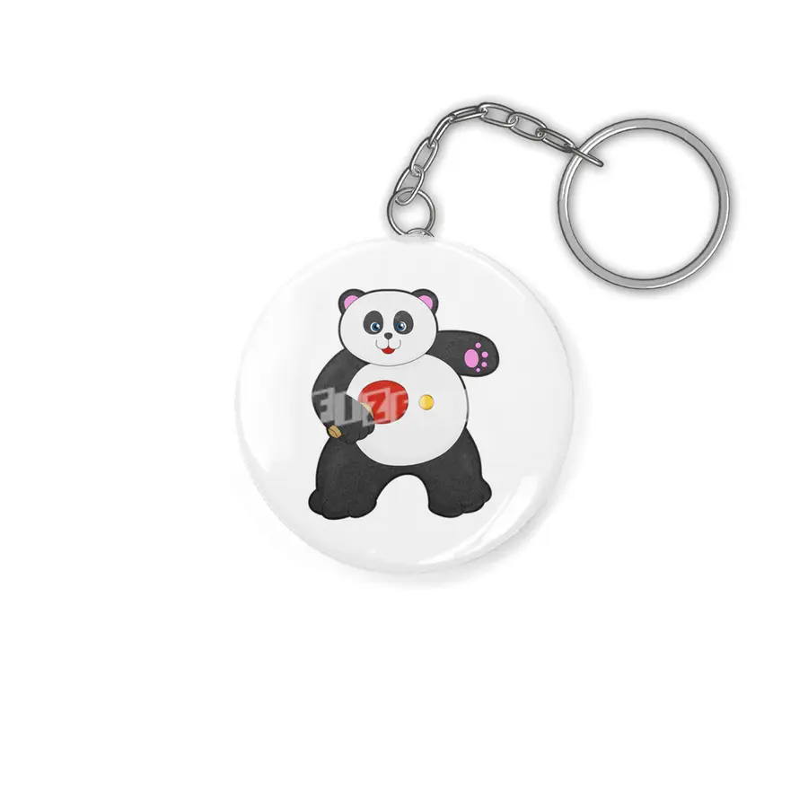 Panda at Table tennis with Table tennis racket Anahtarlık