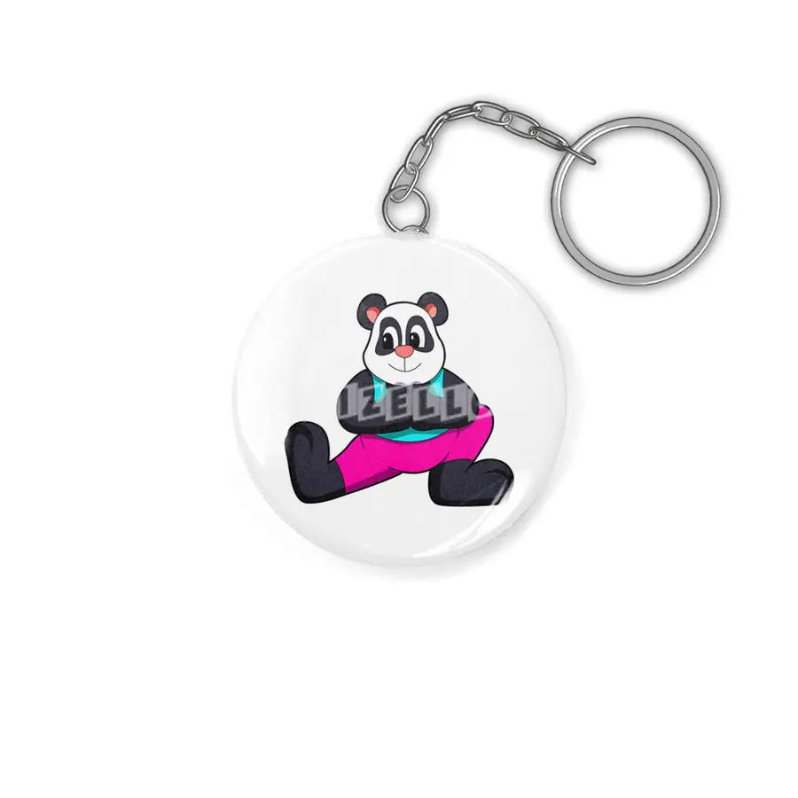 Panda at Yoga stretching exercises Anahtarlık