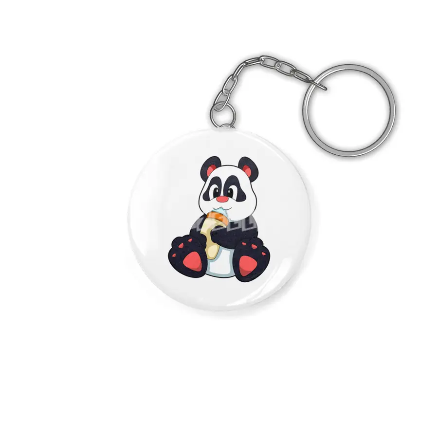 Panda with Baby bottle with Milk Anahtarlık