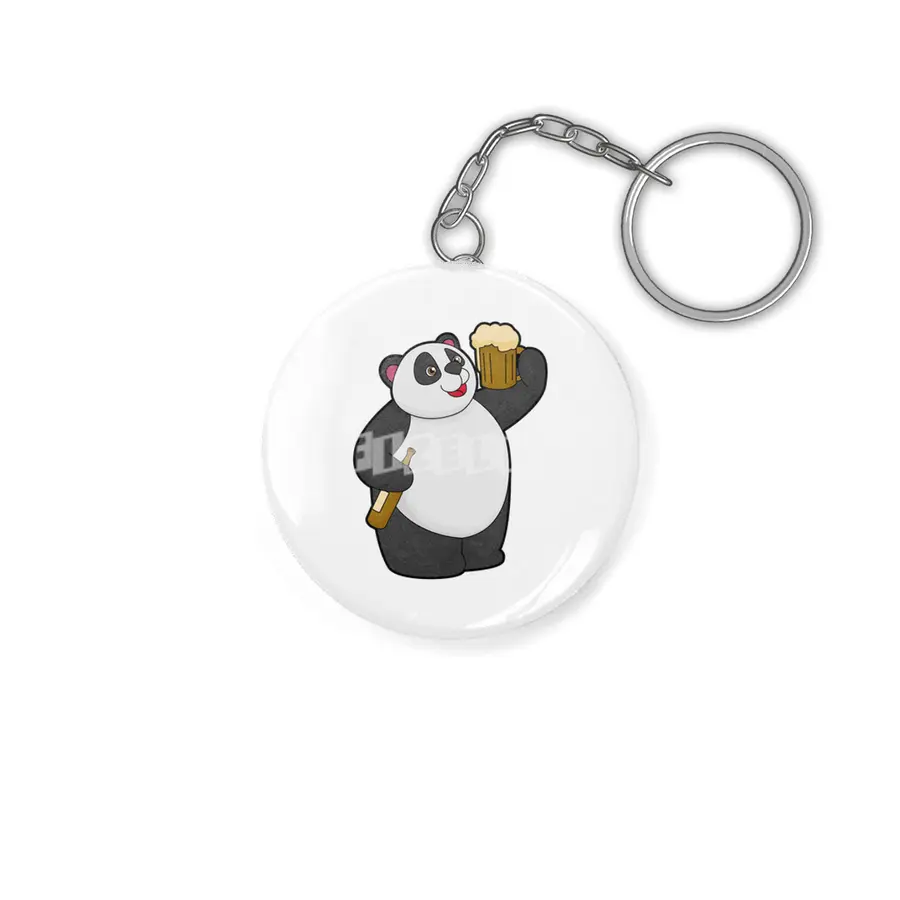 Panda with Beer bottle & Beer mug Anahtarlık