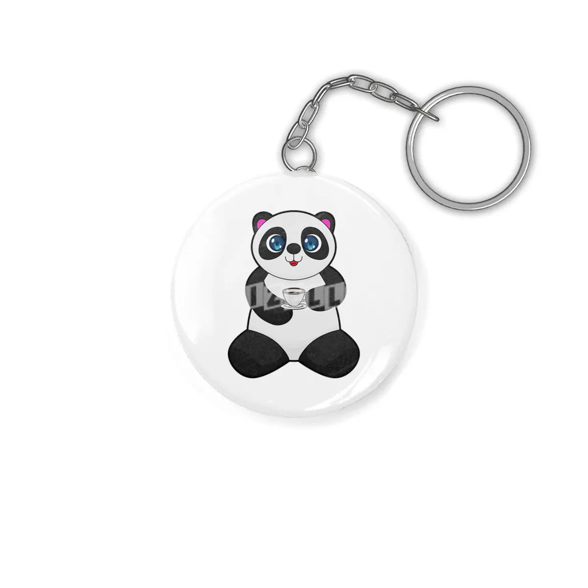 Panda with Cup of Coffee Anahtarlık