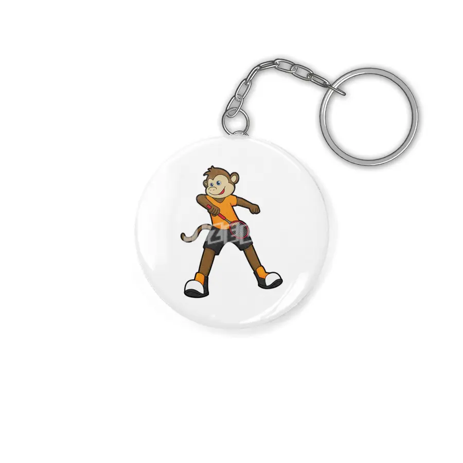 Monkey as Tennis player with Tennis racket Anahtarlık