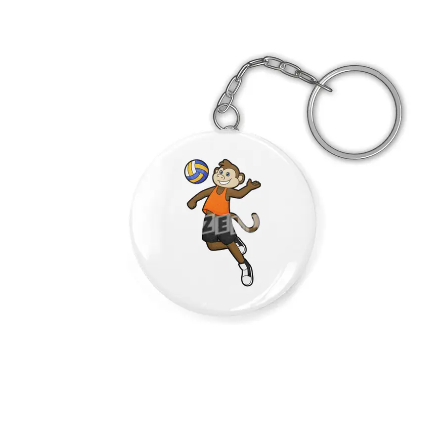Monkey as Volleyball player with Volleyball Anahtarlık