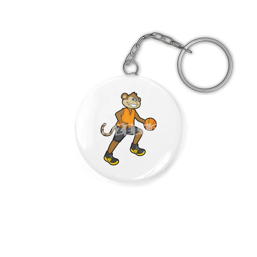 Monkey at Basketball Sports Anahtarlık