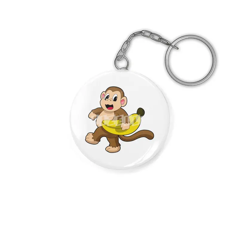 Monkey at Running with Banana Anahtarlık