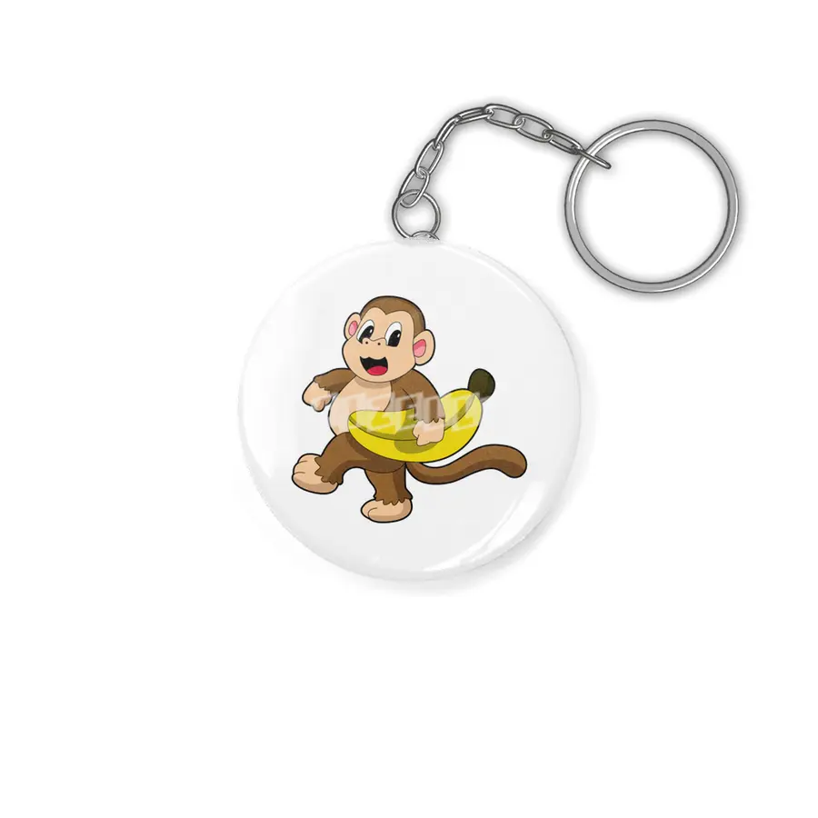 Monkey at Running with Banana Anahtarlık