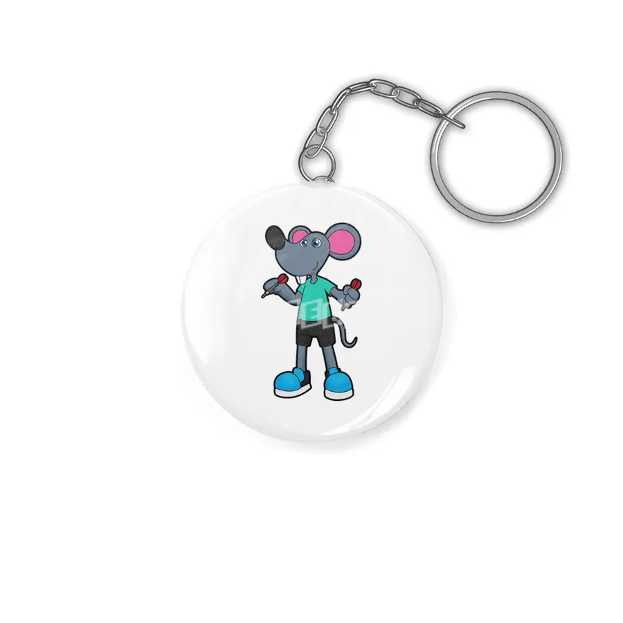 Mouse as Dart player with Darts Anahtarlık