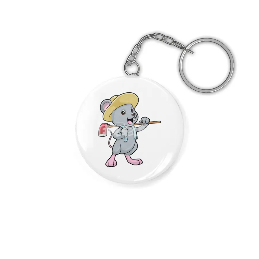 Mouse as Farmer with Axe & Hat Anahtarlık