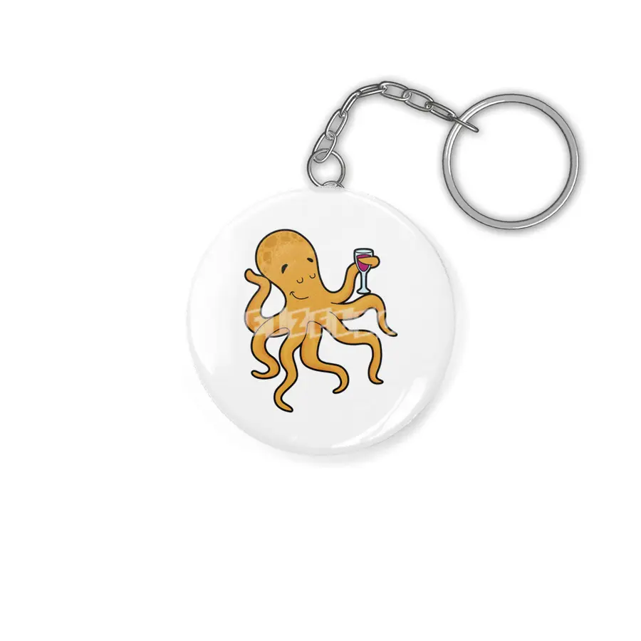 Octopus with Glass of Juice Anahtarlık