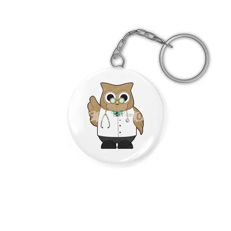 Owl as Doctor with Stetoscope Anahtarlık