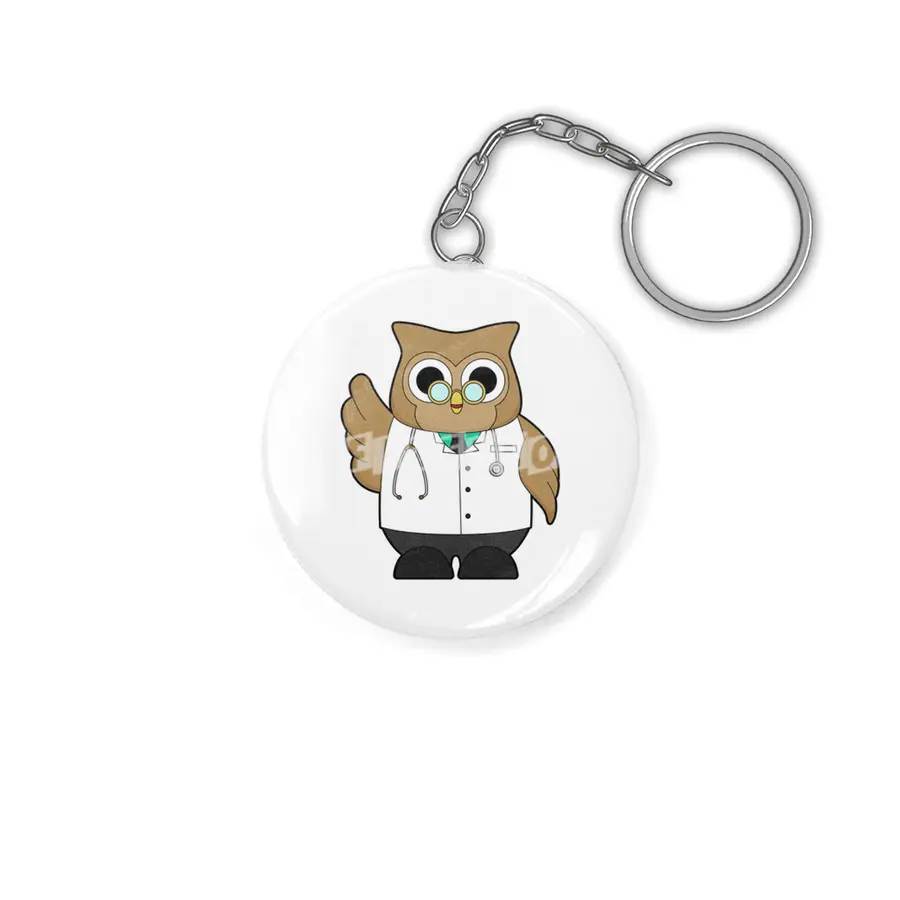 Owl as Doctor with Stetoscope Anahtarlık