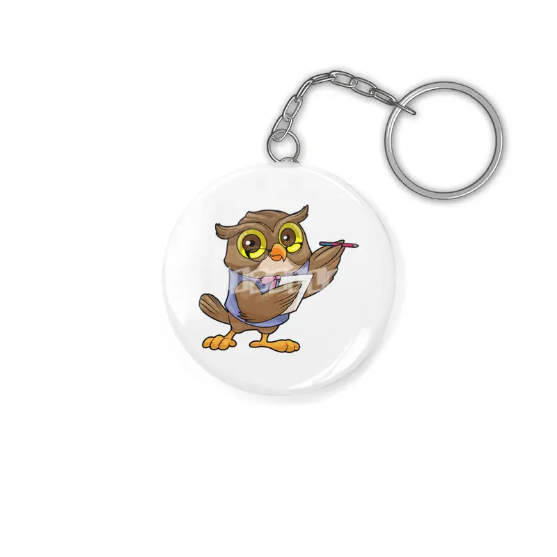 Owl as Secretary with Ballpoint pen & Note Anahtarlık