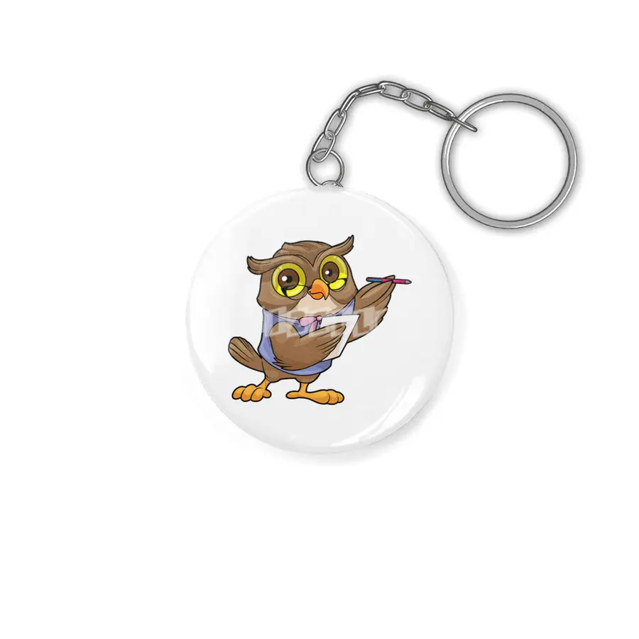 Owl as Secretary with Ballpoint pen & Note Anahtarlık