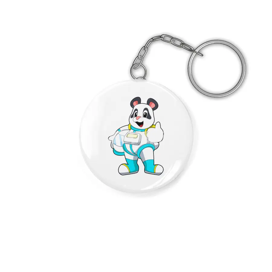 Panda as Astronaut with Costume Anahtarlık
