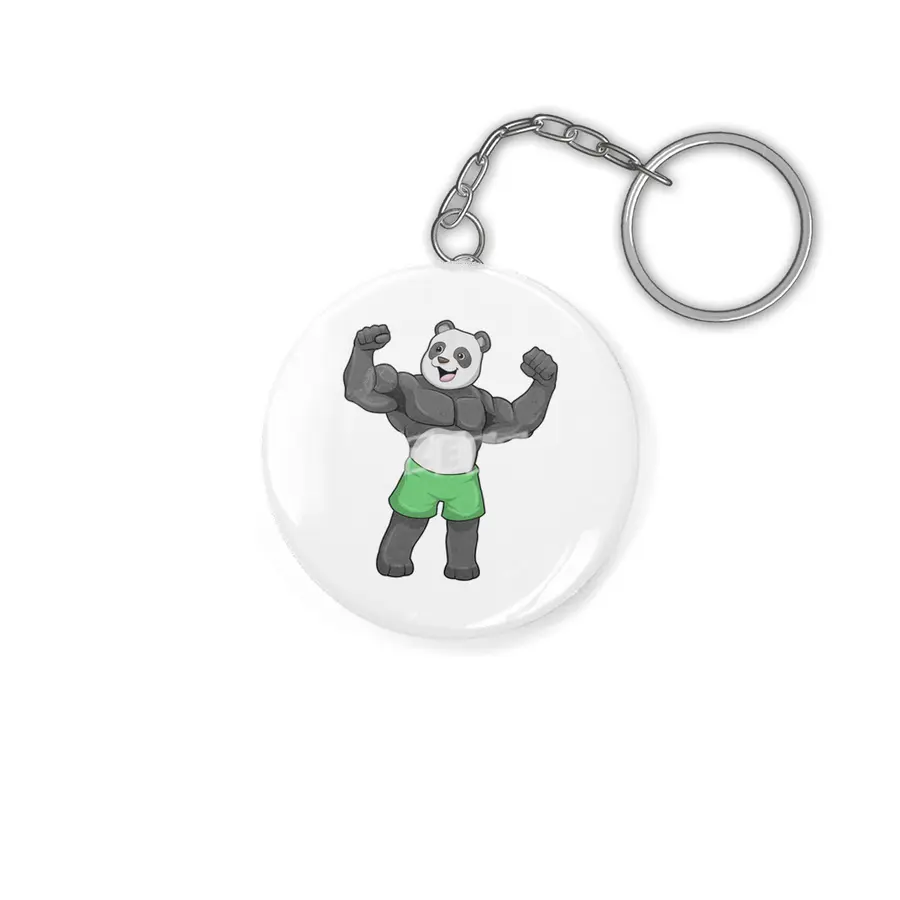 Panda as Bodybuilder at Bodybuilding Anahtarlık