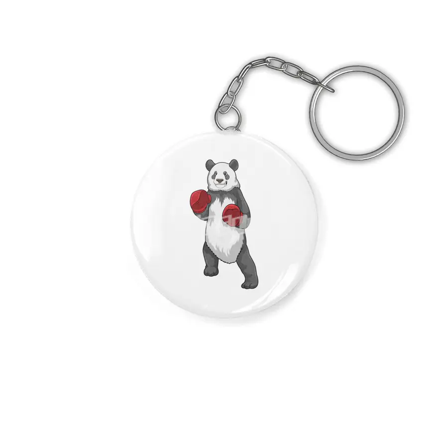 Panda as Boxer with Boxing gloves Anahtarlık