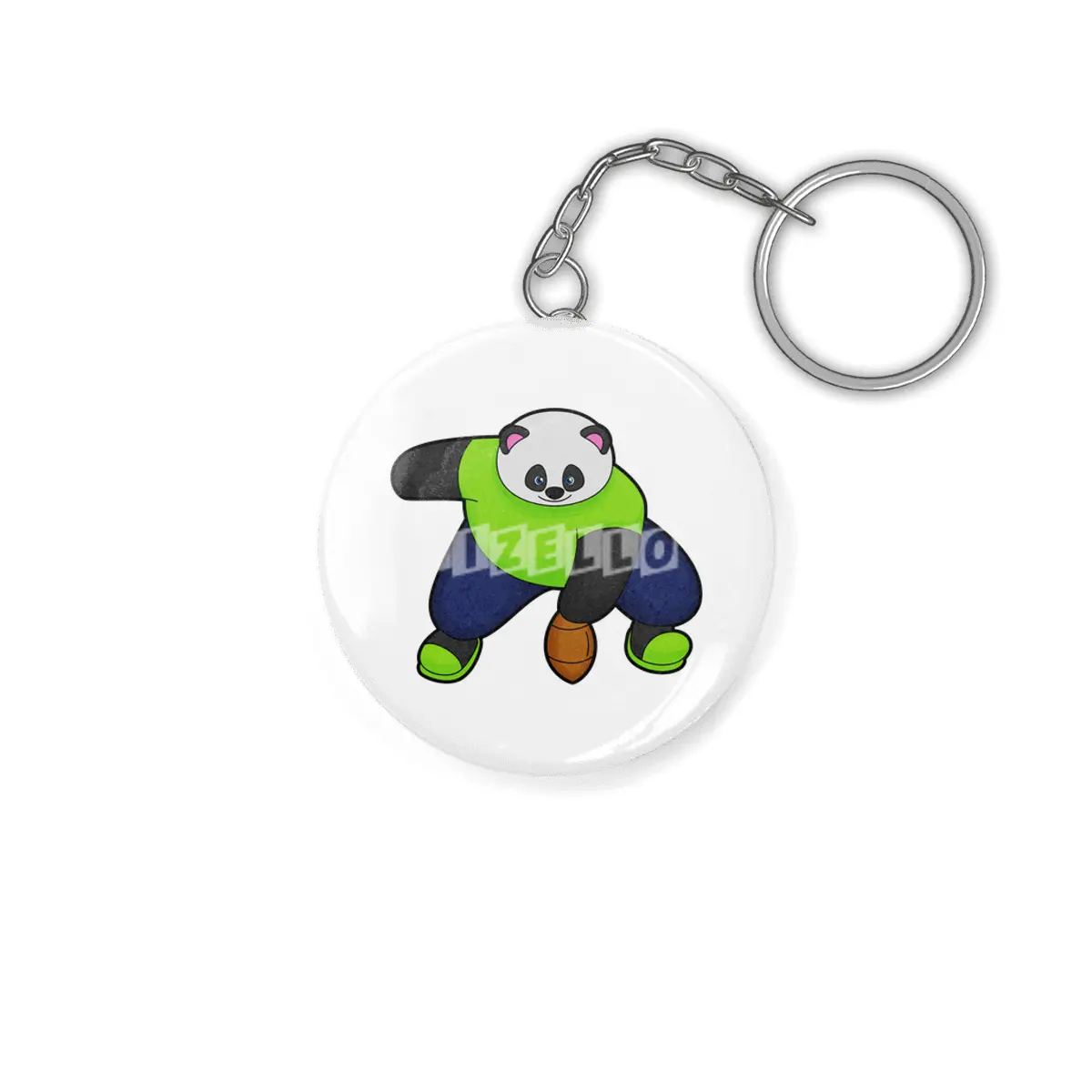 Panda as Football player with Football Anahtarlık