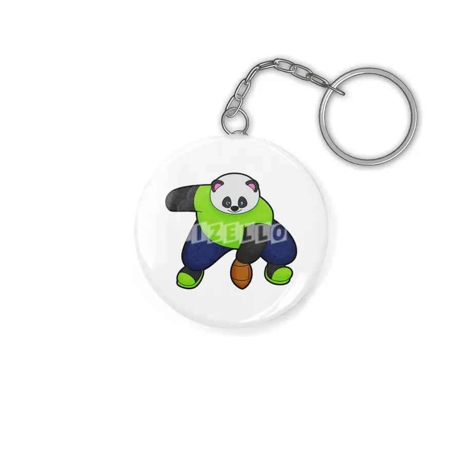 Panda as Football player with Football Anahtarlık