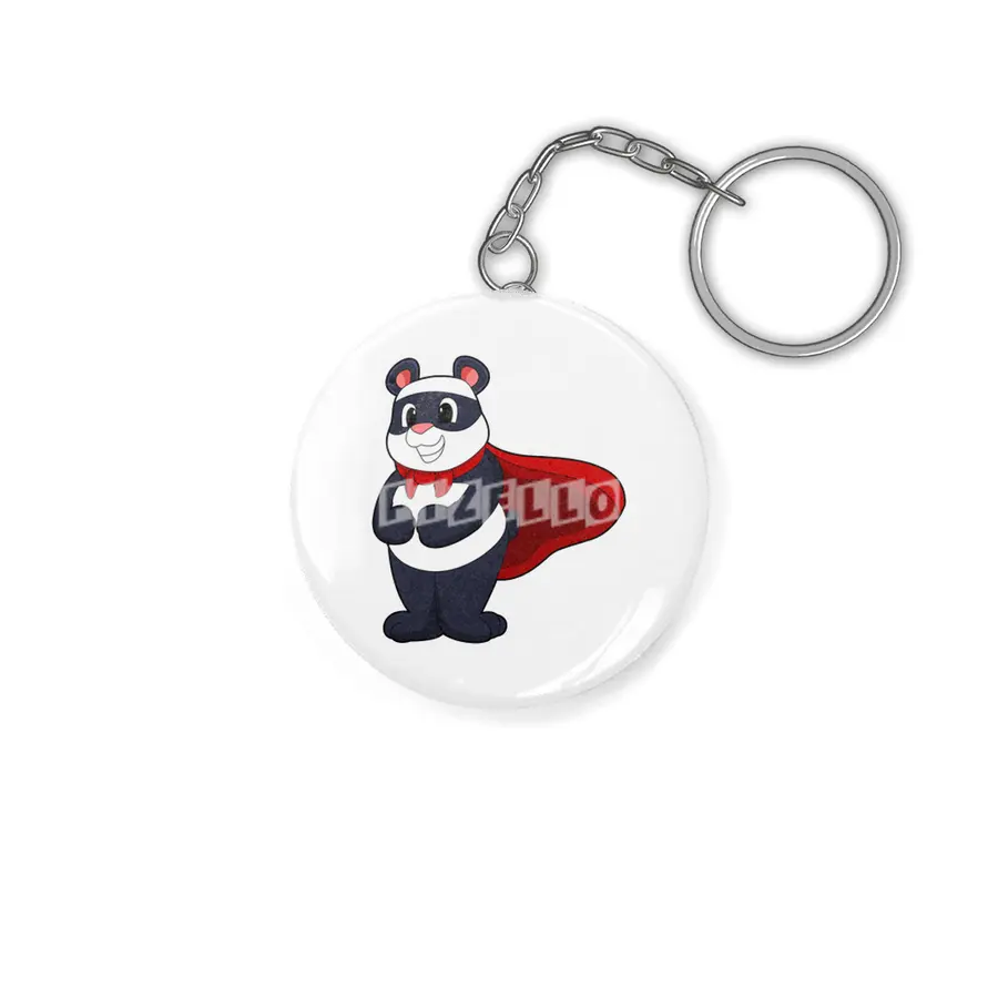 Panda as Hero with Mask & Cape Anahtarlık